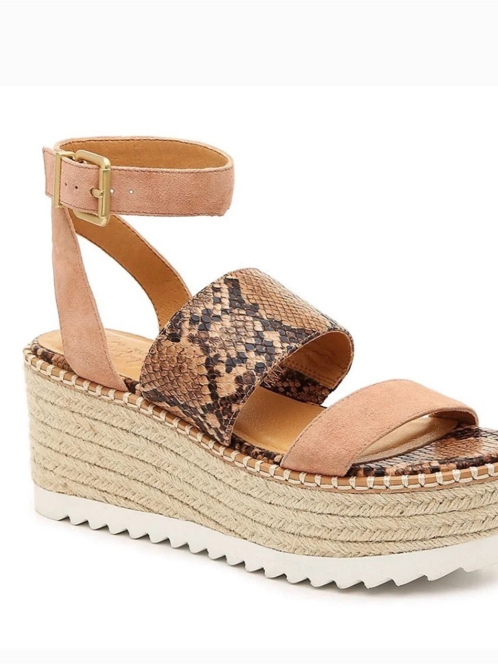 Crown Vintage Blush Suede & Snakeskin Platform Espadrille Sandal